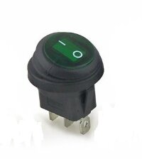 KCD8-11-FB1A IP-65 Выключатель влагостойкий клавишный круглый Ø20mm 3pin OFF-ON 6A 250V с подсветкой Зеленый
