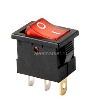 MRS-101-2 (KCD1-101N-2) Выключатель клавишный прямоугольный 21х15мм 3pin OFF-ON 6A 250V c подсветкой  Красный