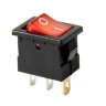 MRS-101-2 (KCD1-101N-2) Выключатель клавишный прямоугольный 21х15мм 3pin OFF-ON 6A 250V c подсветкой  Красный