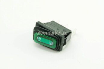 KCD1-11N FA4A IP-65 Выключатель влагостойкий клавишный прямоугольный 33х10мм 3pin OFF-ON 16A 250V под клемму 6.3мм c подсветкой Зеленый