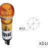 XD10-5 Индикатор 12V в пластиковом корпусе Ø10мм Желтый крепится гайкой