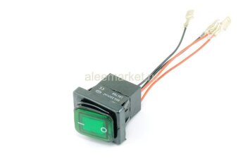 IRS-201-1C 30А IP-65 (SC 767B) Выключатель прямоугольный влагостойкий 4pin 2группы контактов ON-OFF 16A 220V с подсветкой Зеленый c проводом