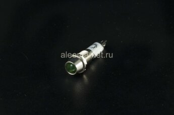 DX10-1M Индикатор светодиодный 12V в металлическом корпусе Ø10мм Зеленый крепится гайкой