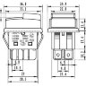KCD3-03 Выключатель прямоугольный 4pin 2группы контактов ON-OFF 16A 220V Красный+Зеленый
