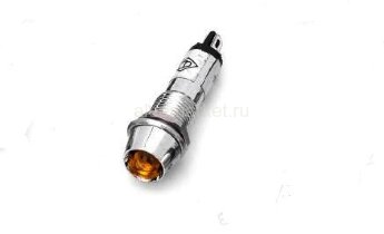 DX10-1M Индикатор светодиодный 12V в металлическом корпусе Ø10мм Желтый крепится гайкой