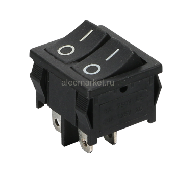 MRS-2101 Выключатель 2-x клавишный прямоугольный 22х19мм 2группы контактов 4pin OFF-ON 6A 250V под клемму 4.8мм