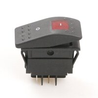 RK1-06-220V Выключатель клавишный прямоугольный 4pin 2группы контактов ON-OFF 16A 220V с подсветкой Красный