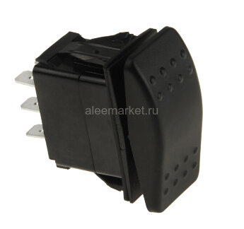 RK1-04 Выключатель клавишный прямоугольный 6pin 2группы контактов ON-OFF-ON 16A 220V Черный
