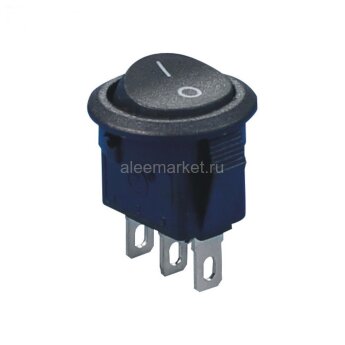 KCD5-102-2-B/2P (SMRS-102-2) Выключатель клавишный малый круглый Ø14.4mm 3pin ON-ON 3А 220V Черный