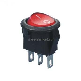 KCD5-102-2-R/2P (SMRS-102-2) Выключатель клавишный малый круглый Ø14.4mm 3pin ON-ON 3А 220V Красный