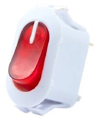 RK1-010 (KCD3-201N-14) Выключатель клавишный прямоугольный 2группы 4pin OFF-ON 16A 250V под клемму 6.3мм c подсветкой Красный 