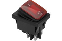 KCD4-201BN-R/4P IP-65 (SC 767B) Выключатель прямоугольный влагостойкий 4pin 2группы контактов ON-OFF 30A 220V с подсветкой Красный 