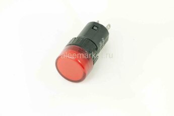 AD16-16E Индикатор светодиодный в пластиковом корпусе Ø16мм 12-24V крепится гайкой контакты под пайку Красный