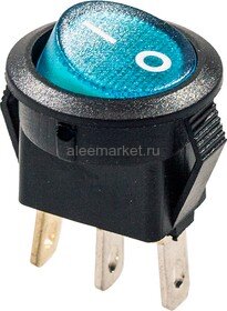 KCD5-101N-2-BL/3P (SMRS-101N-2)  Выключатель клавишный малый круглый Ø14.4mm 3pin OFF-ON 3А 220V с подсветкой Синий