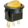 KCD5-101N-2-Y/3P (SMRS-101N-2)  Выключатель клавишный малый круглый Ø14.4mm 3pin OFF-ON 3А 220V с подсветкой Желтый