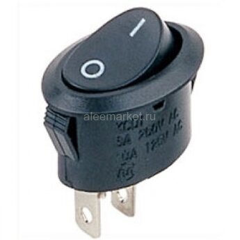 KCD1-9-101 (MRS-101-10) Выключатель клавишный овальный 22.5x13mm 2pin OFF-ON 6A 250V Черный
