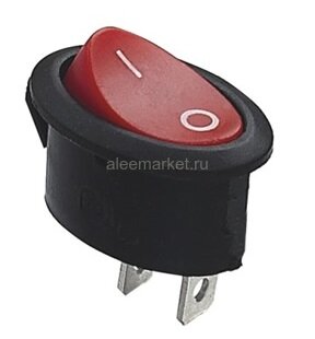 KCD1-9-101 (MRS-101-10) Выключатель клавишный овальный 22.5x13mm 2pin OFF-ON 6A 250V Красный
