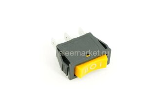 KCD3-103/3P (791) Выключатель клавишный прямоугольный 33х10мм 3pin ON-OFF-ON 16A 250V под клемму 6.3мм Желтый