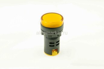 AD16-22 Индикатор светодиодный в пластиковом корпусе Ø22мм 12-24V крепится гайкой контакты под винт Желтый