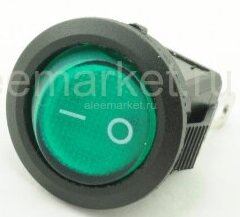 MRS-101-8 Выключатель клавишный круглый Ø20mm 2pin OFF-ON 6A 250V плоский корпус Зеленый
