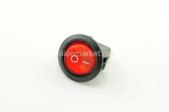MRS-102-8 Выключатель клавишный круглый Ø20mm 3pin OFF-ON 6A 250V плоский корпус с подсветкой Красный