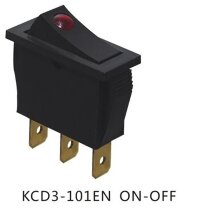 IRS-101E-1C (791) Выключатель клавишный прямоугольный 33х10мм 3pin OFF-ON 16A 250V под клемму 6.3мм c подсветкой Красный