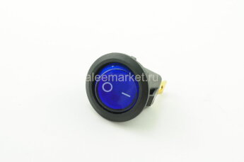 MRS-102-8 Выключатель клавишный круглый Ø20mm 3pin OFF-ON 6A 250V плоский корпус с подсветкой Синий