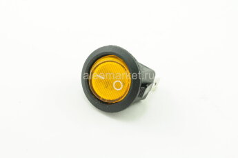 MRS-102-8 Выключатель клавишный круглый Ø20mm 3pin OFF-ON 6A 250V плоский корпус с подсветкой Желтый