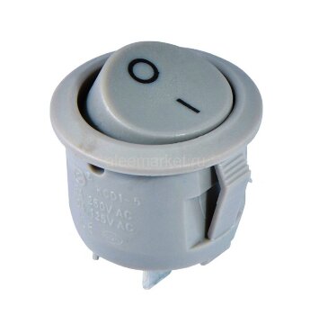 MRS-101-9 Выключатель клавишный круглый Ø20mm 2pin OFF-ON 6A 250V круглый корпус Серый