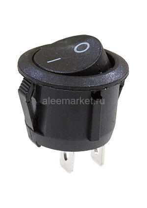 MRS-101-9 Выключатель клавишный круглый Ø20mm 2pin OFF-ON 6A 250V круглый корпус Черный
