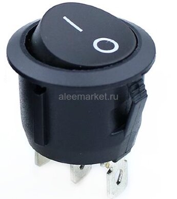 KCD1-101-5 (MRS-102-9) Выключатель клавишный круглый Ø20mm 3pin ON-ON 6A 250V круглый корпус Черный
