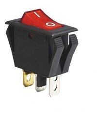 IRS-1-2С (KCD3-101N-2C) Выключатель клавишный прямоугольный 3pin OFF-ON 16A 250V под клемму 6.3мм c подсветкой Красный