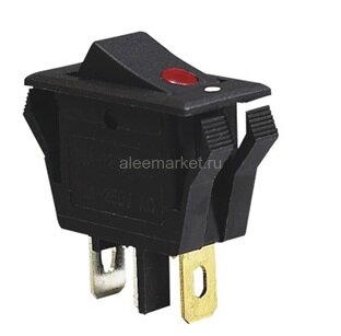 IRS-1-2С (KCD3-101EN-2) Выключатель клавишный прямоугольный 3pin OFF-ON 16A 250V под клемму 6.3мм c подсветкой Красный