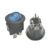 KCD1-224 Выключатель клавишный круглый Ø20mm 4pin OFF-ON 6A 250V с подсветкой Синий