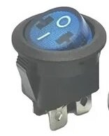 KCD1-224 Выключатель клавишный круглый Ø20mm 4pin OFF-ON 6A 250V с подсветкой Синий