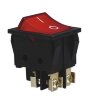 KCD4-201N-BR/4P 30А Выключатель прямоугольный на 2-е группы 4pin контакты под винт  ON-OFF 30А 220V с подсветкой Красный
