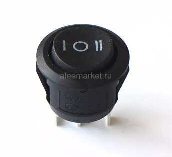 MRS-103-9 Выключатель клавишный круглый Ø20mm 3pin ON-OFF-ON 6A 250V круглый корпус Черный