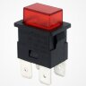 PS23-16 Кнопочный выключатель 19х13мм 2 группы контактов 4pin OFF-ON 16A 250V с подсветкой Красный