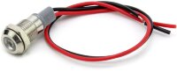DX8D-D 12-24V Индикатор светодиодный антивандальный 12-24V в металлическом корпусе Ø8мм с проводом 15см крепится гайкой Белый  