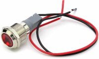 DX12D-D 12-24V Индикатор светодиодный антивандальный 12-24V в металлическом корпусе Ø12мм с проводом 15см крепится гайкой Красный  