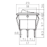 MIRS-101E-8D Выключатель клавишный круглый Ø20mm 3pin OFF-ON 6A 250V c подсветкой Красный