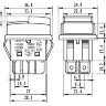 KCD3-03 Выключатель прямоугольный 6pin 2группы контактов ON-ON 16A 220V Красный+Зеленый
