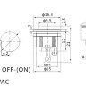DS-500 Кнопка с пластиковым корпусом круглая Ø16мм без фиксации 2pin OFF-(ON)  крепится гайкой снизу 1A 250V Зеленая