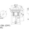 DS-501 Кнопка с пластиковым корпусом круглая Ø16мм без фиксации Размыкание 2pin ON-(OFF)  крепится гайкой снизу 1A 250V Красная
