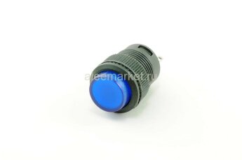 R16-503AD Кнопка круглая Ø16мм 4pin с фиксацией  OFF-ON крепится гайкой с подсветкой 3V светодиод Синий