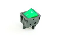 KCD4-201-G/4P 25A Выключатель клавишный прямоугольный 2 группы 4pin OFF-ON 25A 250V с подсветкой Зеленый