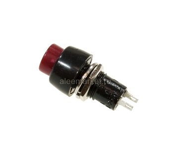 DS-450 (PBS-20A) Кнопка с пластиковым корпусом круглая Ø10мм с фиксацией 2pin OFF-ON  крепится гайкой снизу 1A 250V Красная