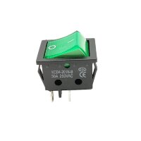 KCD4-201N-B-G/4P 30A Выключатель клавишный прямоугольный 2 группы 4pin OFF-ON 30A 250V с подсветкой Зеленый