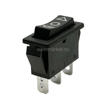 KCD3-103/3P Выключатель клавишный прямоугольный Без фиксации 33х10мм 3pin (ON)-OFF-(ON) 16A 250V под клемму 6.3мм с рисунком Стрелка 