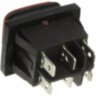 KCD2-23-FA1A-B IP-65 Выключатель прямоугольный влагостойкий 6pin 2группы контактов ON-OFF-ON 16A 220V с подсветкой Красный 